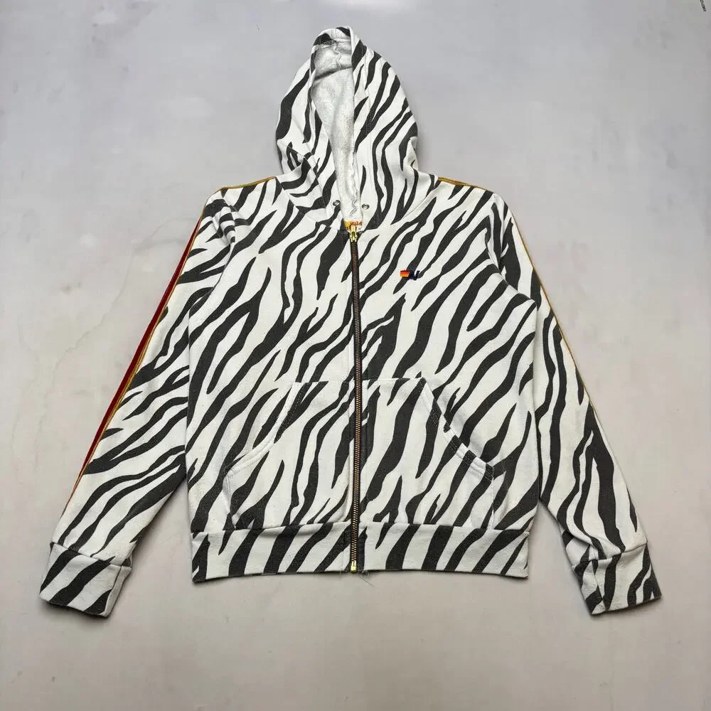 Aviator Nation Classic Zebra Velvet Stripe Hoodie Sweatpants Set Youth 14